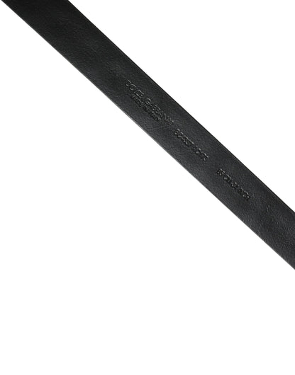 Dolce & Gabbana Black Leather Studded Silver Tone Buckle Belt by Dolce & Gabbana