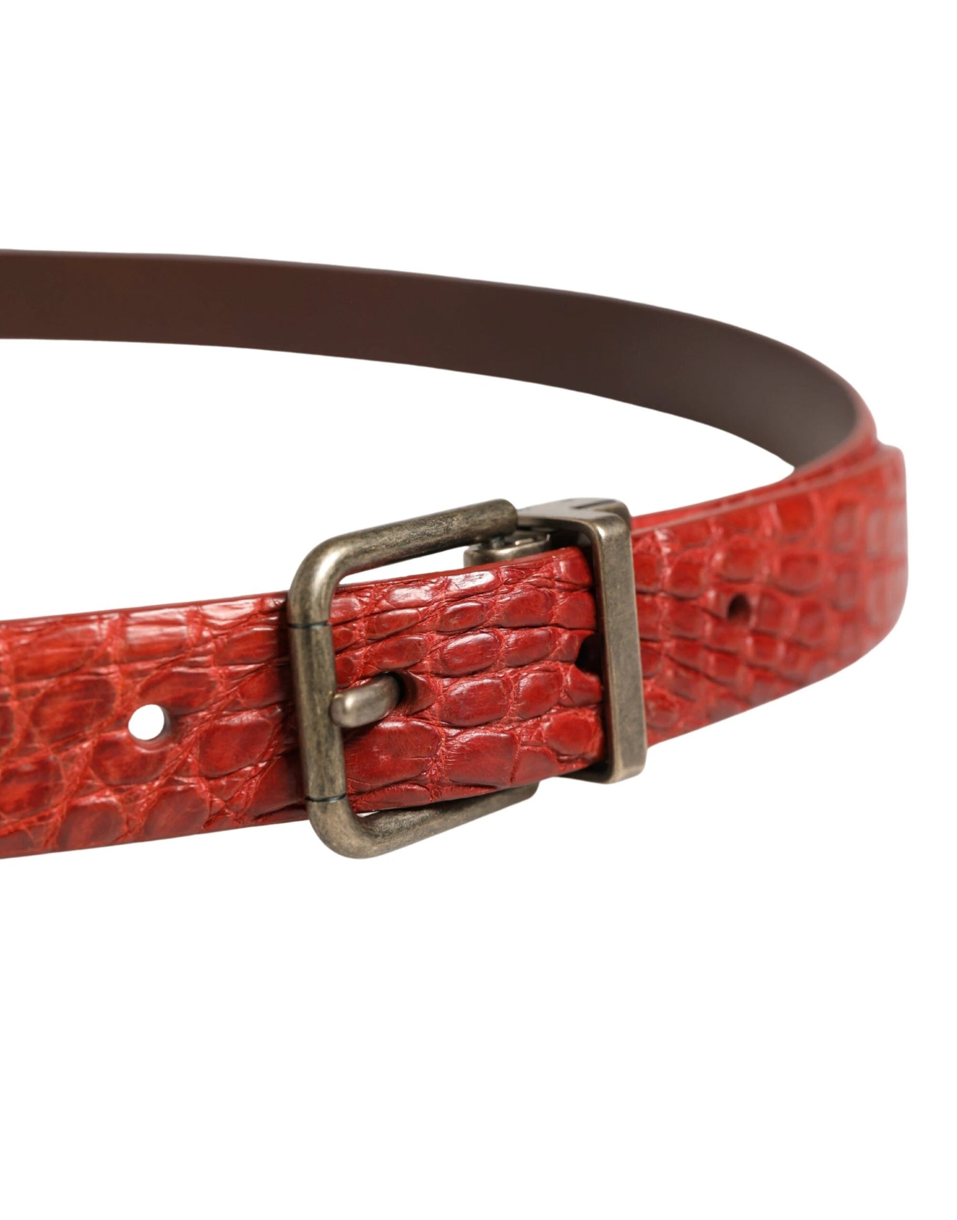 Dolce & Gabbana Red Leather Gold Tone Metal Buckle Men Belt by Dolce & Gabbana