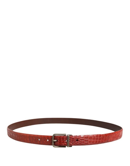 Dolce & Gabbana Red Leather Gold Tone Metal Buckle Men Belt by Dolce & Gabbana
