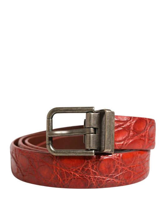 Dolce & Gabbana Red Leather Gold Tone Metal Buckle Men Belt by Dolce & Gabbana