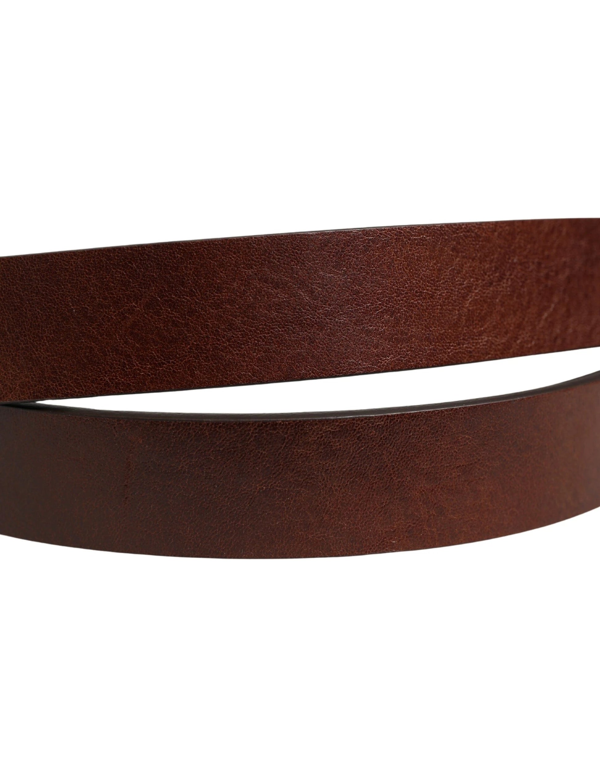 Dolce & Gabbana Brown Leather Logo Metal Buckle Men Belt by Dolce & Gabbana