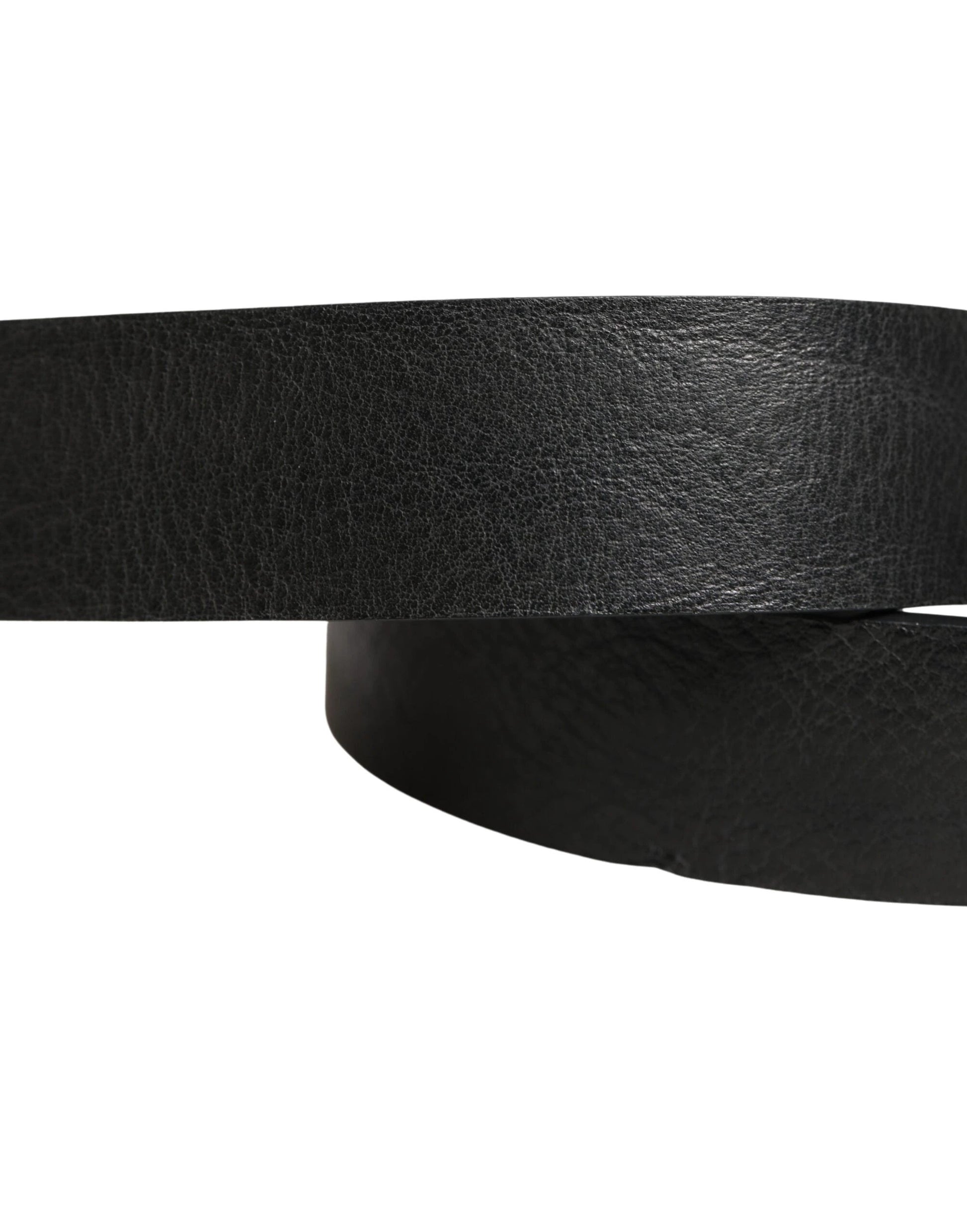 Dolce & Gabbana Black Leather Silver Chain Waist Men Belt by Dolce & Gabbana