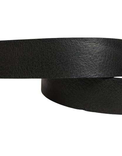 Dolce & Gabbana Black Leather Silver Chain Waist Men Belt by Dolce & Gabbana