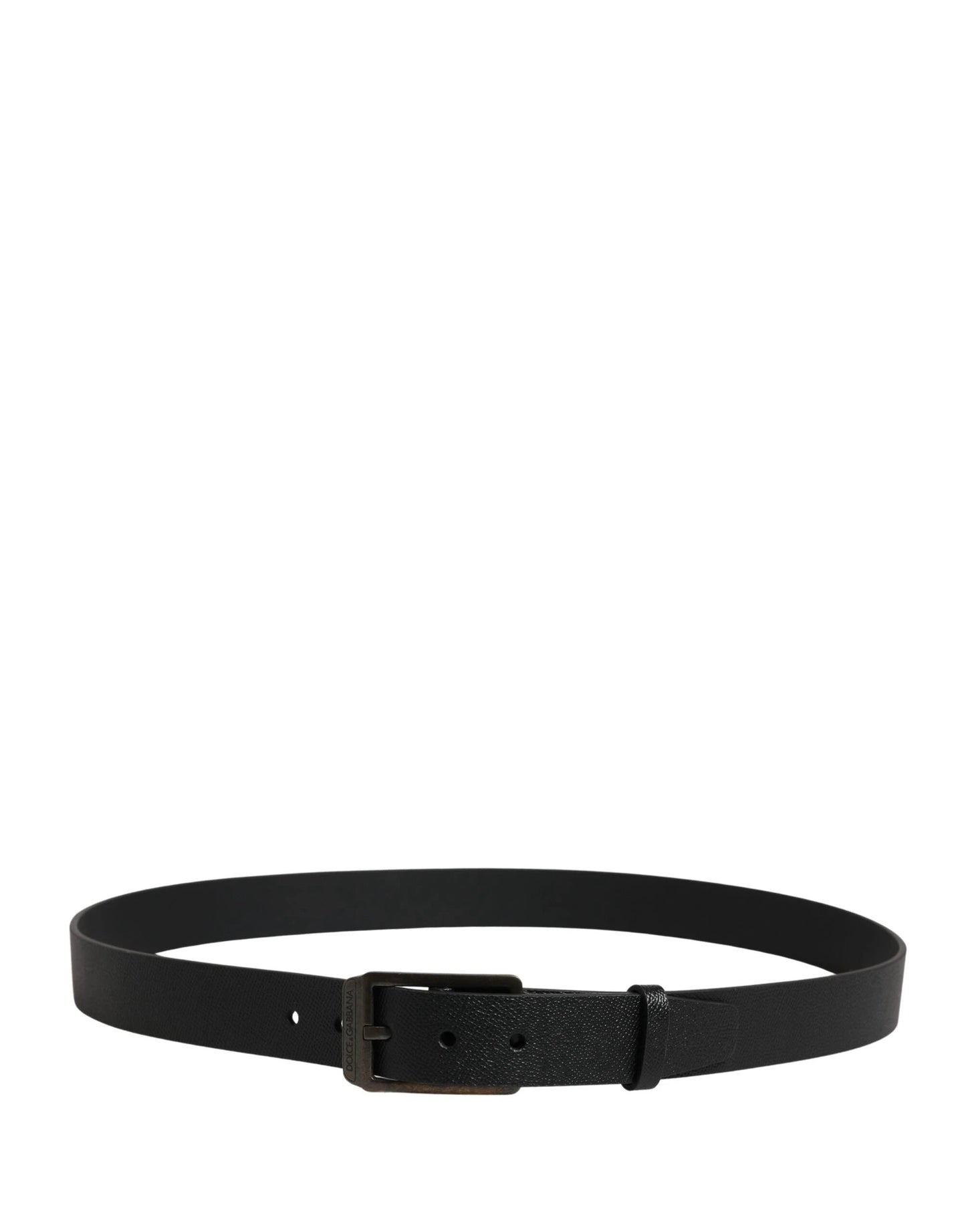 Dolce & Gabbana Black Calf Leather Gold Metal Buckle Belt by Dolce & Gabbana