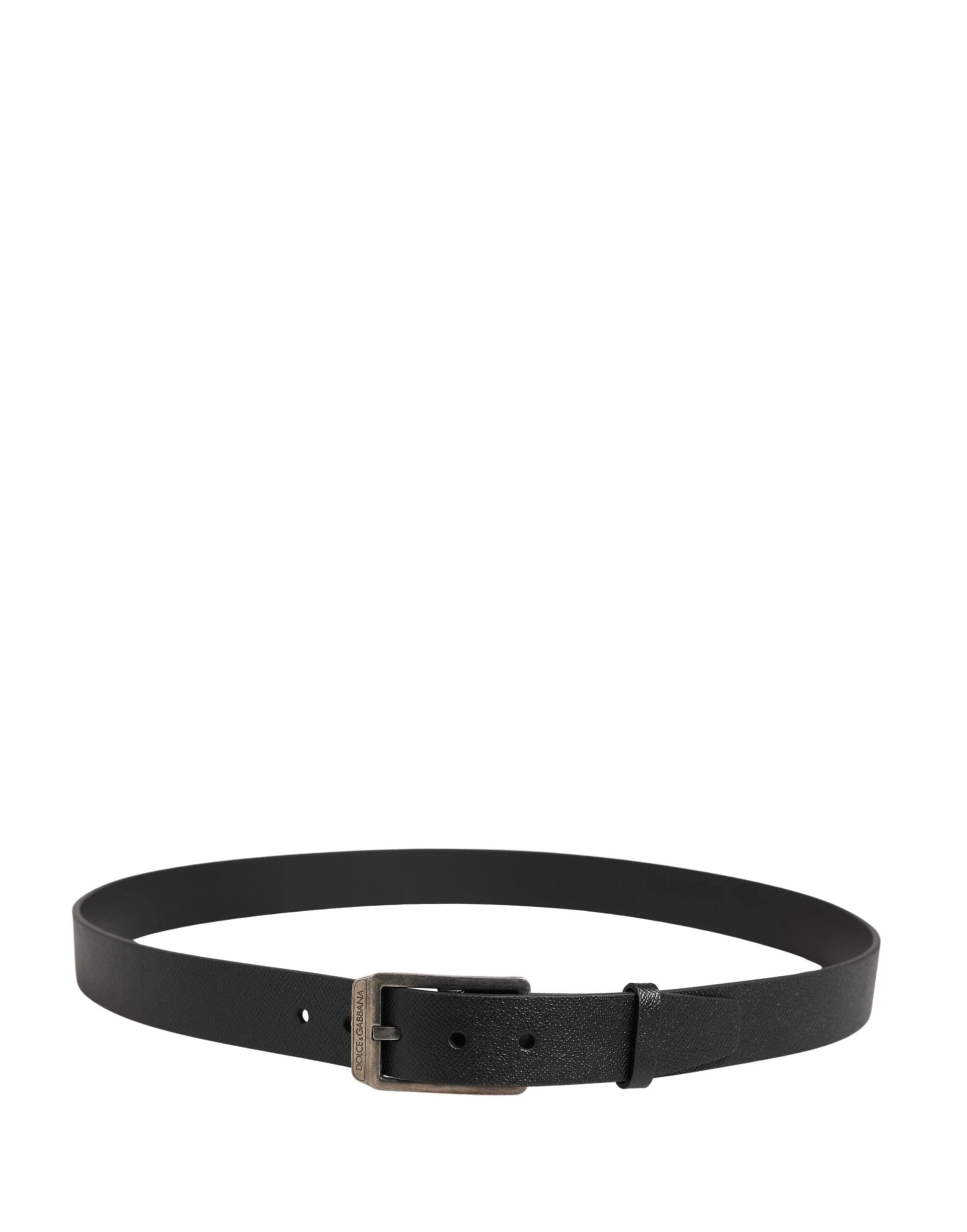 Dolce & Gabbana Black Calf Leather Silver Metal Buckle Belt by Dolce & Gabbana