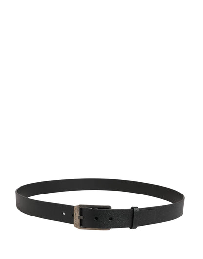 Dolce & Gabbana Black Calf Leather Silver Metal Buckle Belt by Dolce & Gabbana
