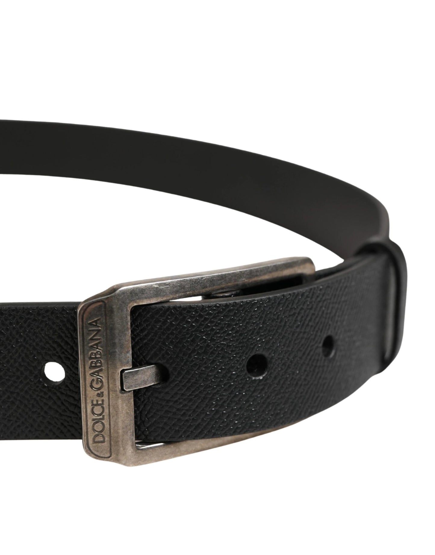 Dolce & Gabbana Black Calf Leather Silver Metal Buckle Belt by Dolce & Gabbana