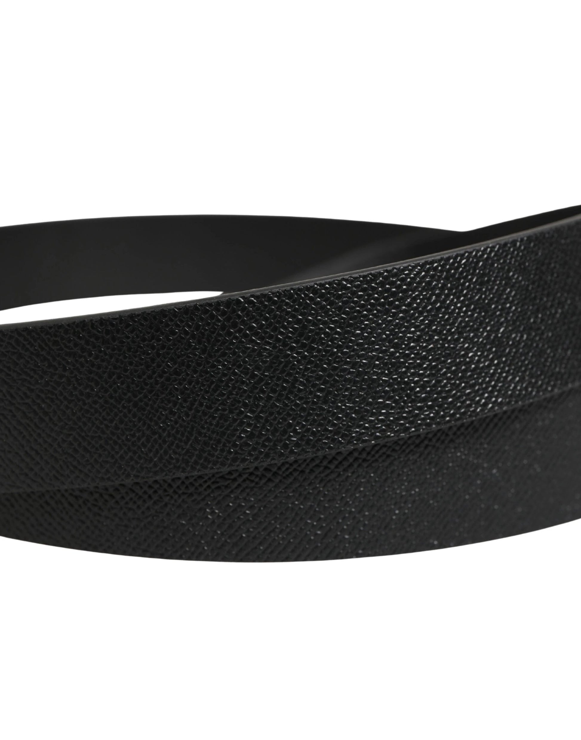 Dolce & Gabbana Black Calf Leather Silver Metal Buckle Belt by Dolce & Gabbana
