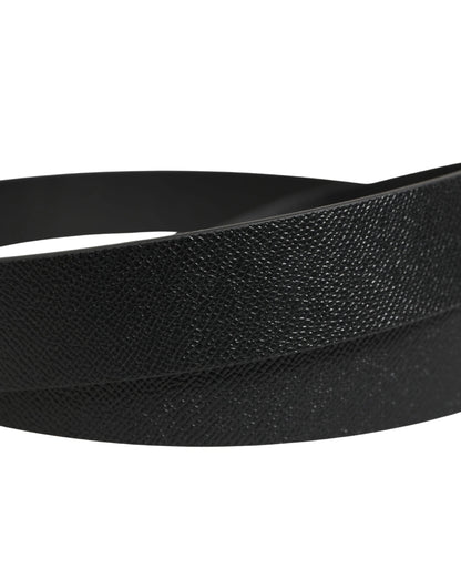 Dolce & Gabbana Black Calf Leather Silver Metal Buckle Belt by Dolce & Gabbana