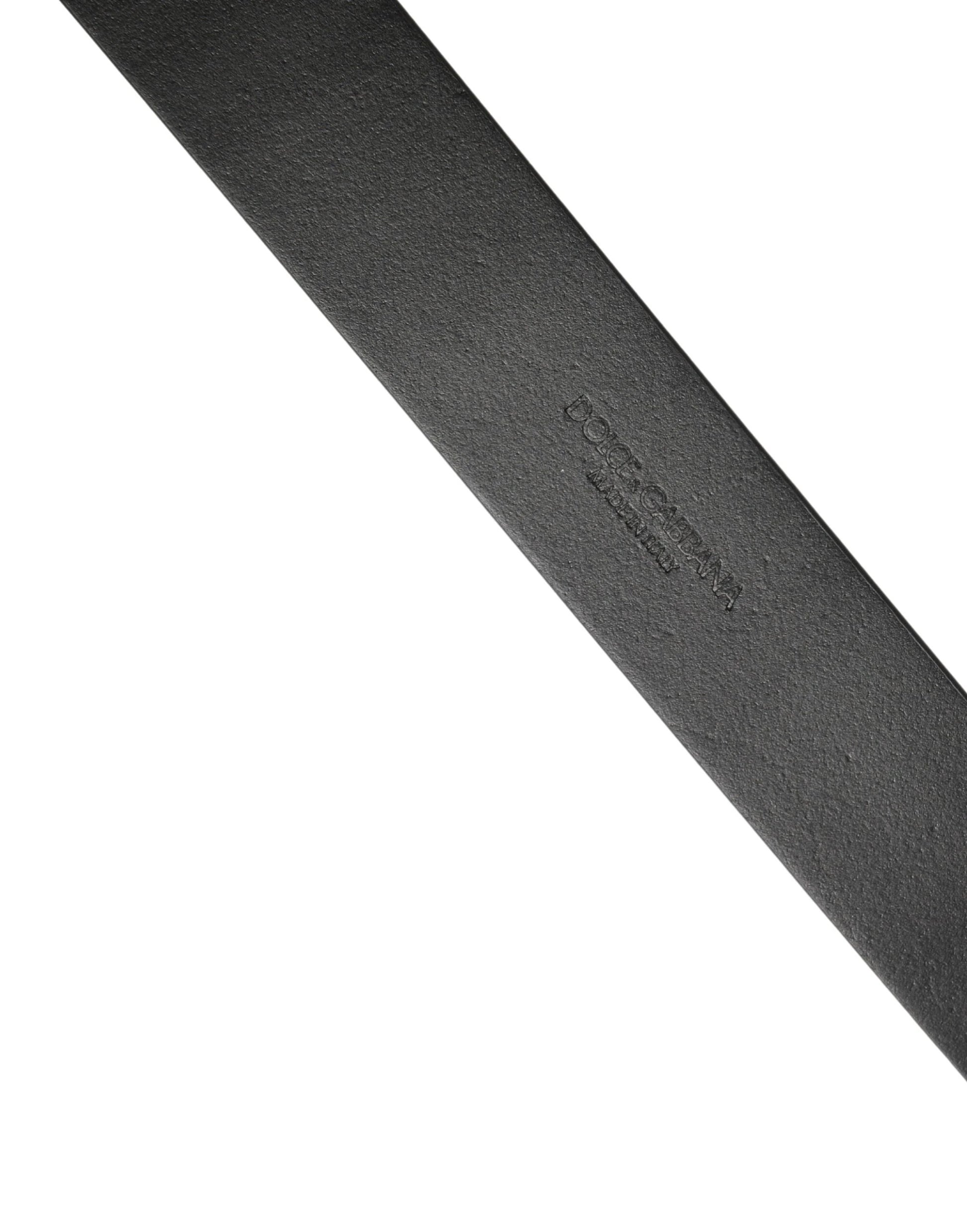 Dolce & Gabbana Black Calf Leather Silver Metal Buckle Belt by Dolce & Gabbana