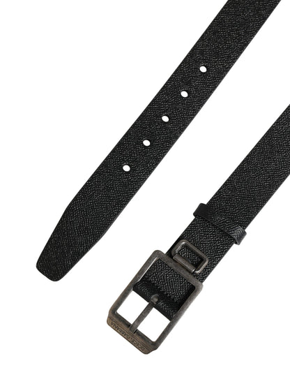 Dolce & Gabbana Black Calf Leather Silver Metal Buckle Belt by Dolce & Gabbana