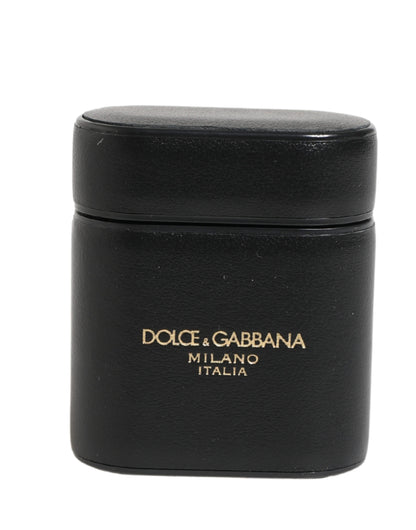 Étui AirPods Dolce & Gabbana femme à rabat en cuir de veau noir – SMY11117
