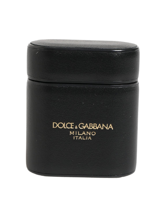 Étui AirPods Dolce & Gabbana femme à rabat en cuir de veau noir – SMY11117