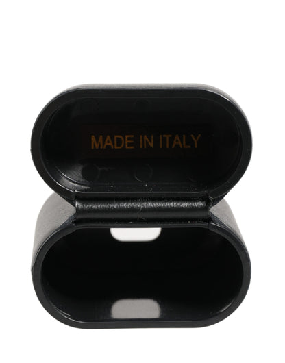Étui AirPods Dolce & Gabbana femme à rabat en cuir de veau noir – SMY11117