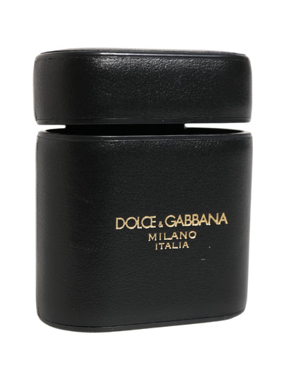 Étui AirPods Dolce & Gabbana femme à rabat en cuir de veau noir – SMY11117
