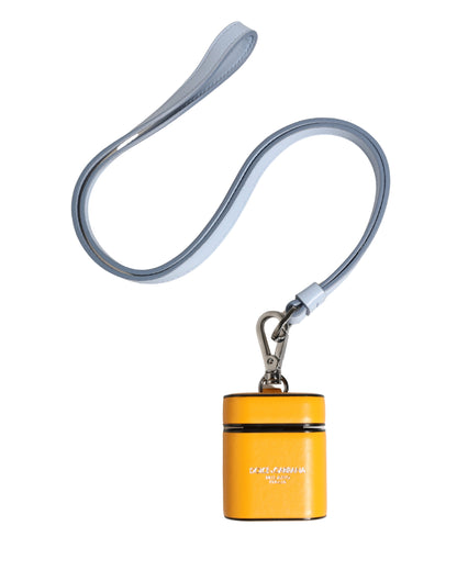 Étui AirPods Dolce & Gabbana femme à rabat avec dragonne en cuir de veau jaune – SMY11346