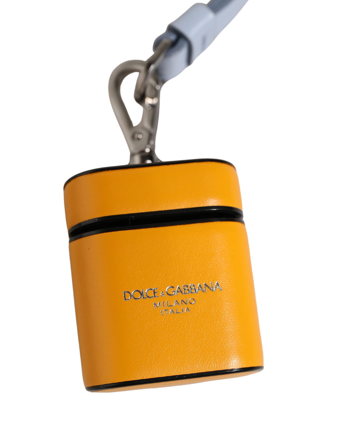 Étui AirPods Dolce & Gabbana femme à rabat avec dragonne en cuir de veau jaune – SMY11346