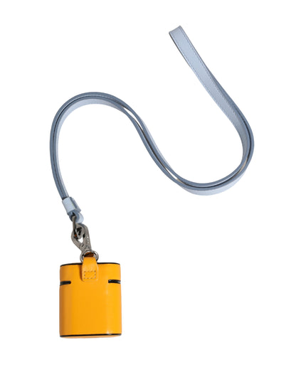 Étui AirPods Dolce & Gabbana femme à rabat avec dragonne en cuir de veau jaune – SMY11346