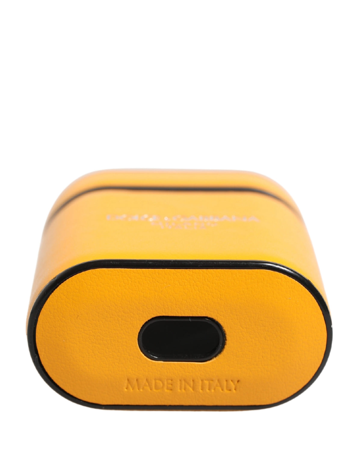 Étui AirPods Dolce & Gabbana femme à rabat avec dragonne en cuir de veau jaune – SMY11346