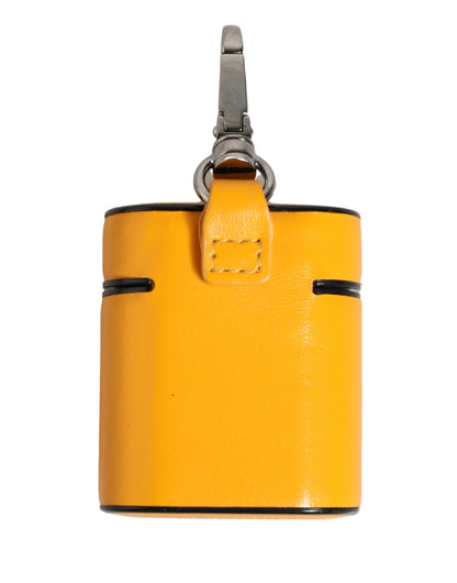 Étui AirPods Dolce & Gabbana femme à rabat avec dragonne en cuir de veau jaune – SMY11346