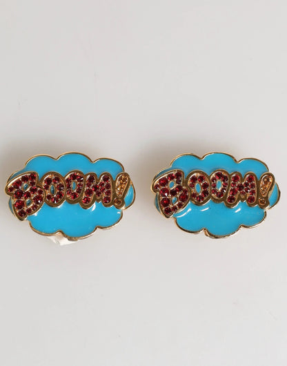 Dolce & Gabbana Gold Brass BOOM Cartoon Crystal Clip-On Women