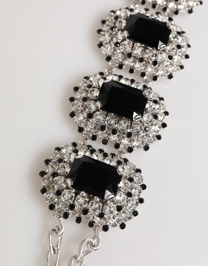 Dolce & Gabbana Silver Tone Brass Chain Crystal Embellished Bracelet