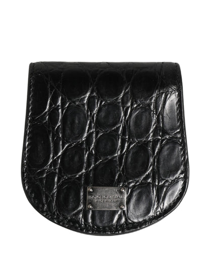 Étui à préservatif Dolce & Gabbana homme en cuir de caïman noir – SMY11170
