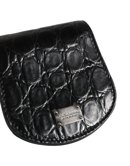 Dolce & Gabbana Black Exotic Skin Condom Case Holder Pocket Wallet