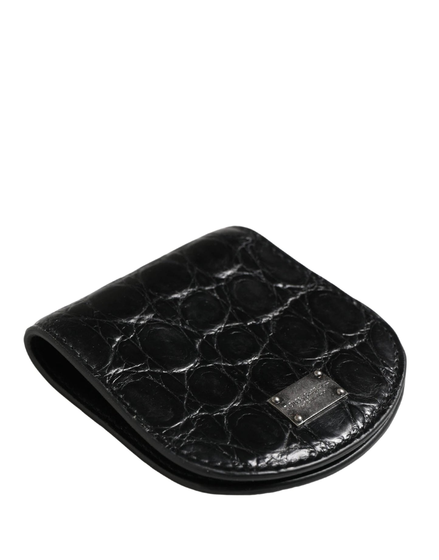 Dolce & Gabbana Black Exotic Skin Condom Case Holder Pocket Wallet