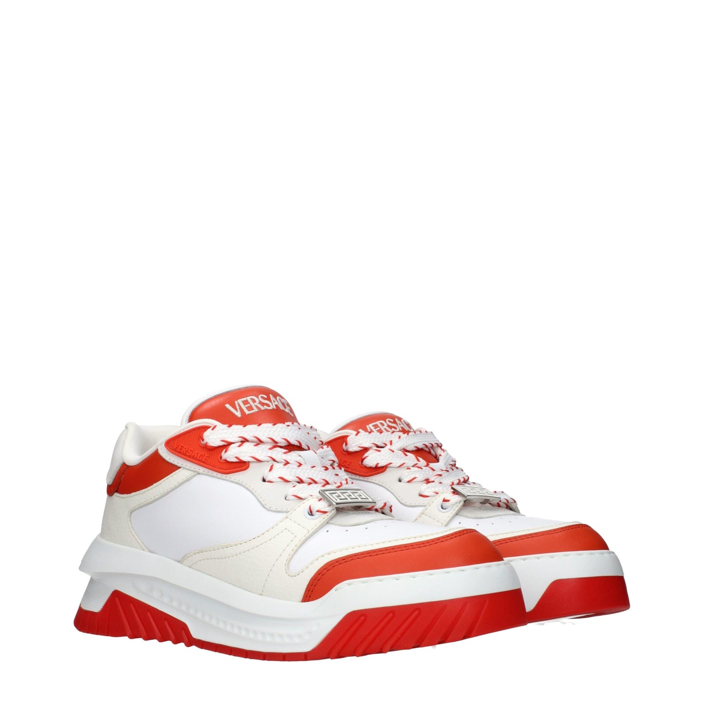 Versace – Sneakers en Cuir Blanc | Logo Triple | Baskets Homme Luxe | Made in Italy