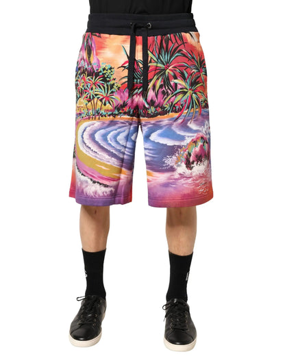 Dolce & Gabbana Multicolor Graphic Print Cotton Bermuda Shorts by Dolce & Gabbana