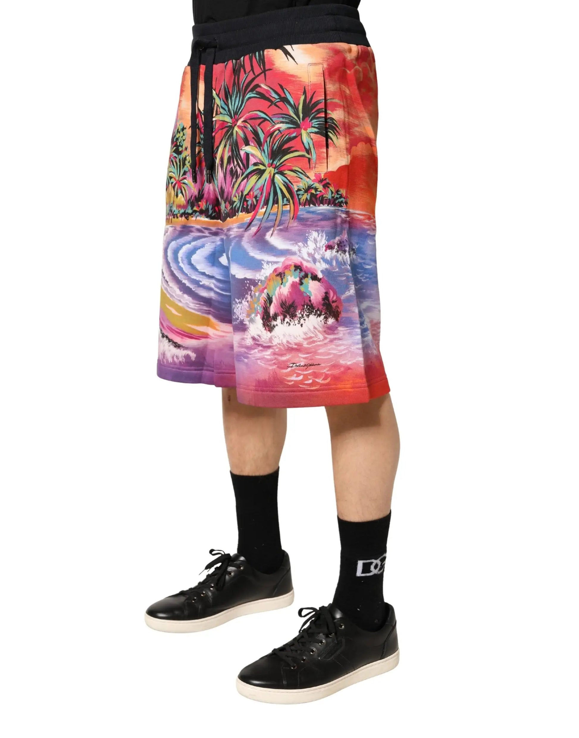 Dolce & Gabbana Multicolor Graphic Print Cotton Bermuda Shorts by Dolce & Gabbana