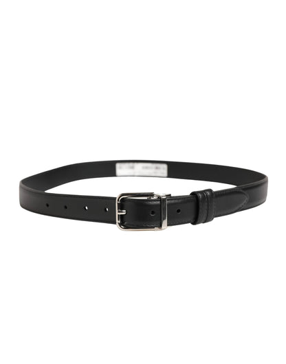 Dolce & Gabbana Men Black Classic Leather Metal Buckle Belt by Dolce & Gabbana