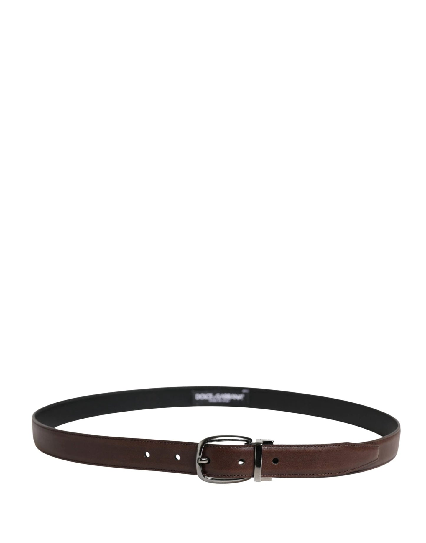 Dolce & Gabbana Men Brown Classic Leather Metal Buckle Belt by Dolce & Gabbana