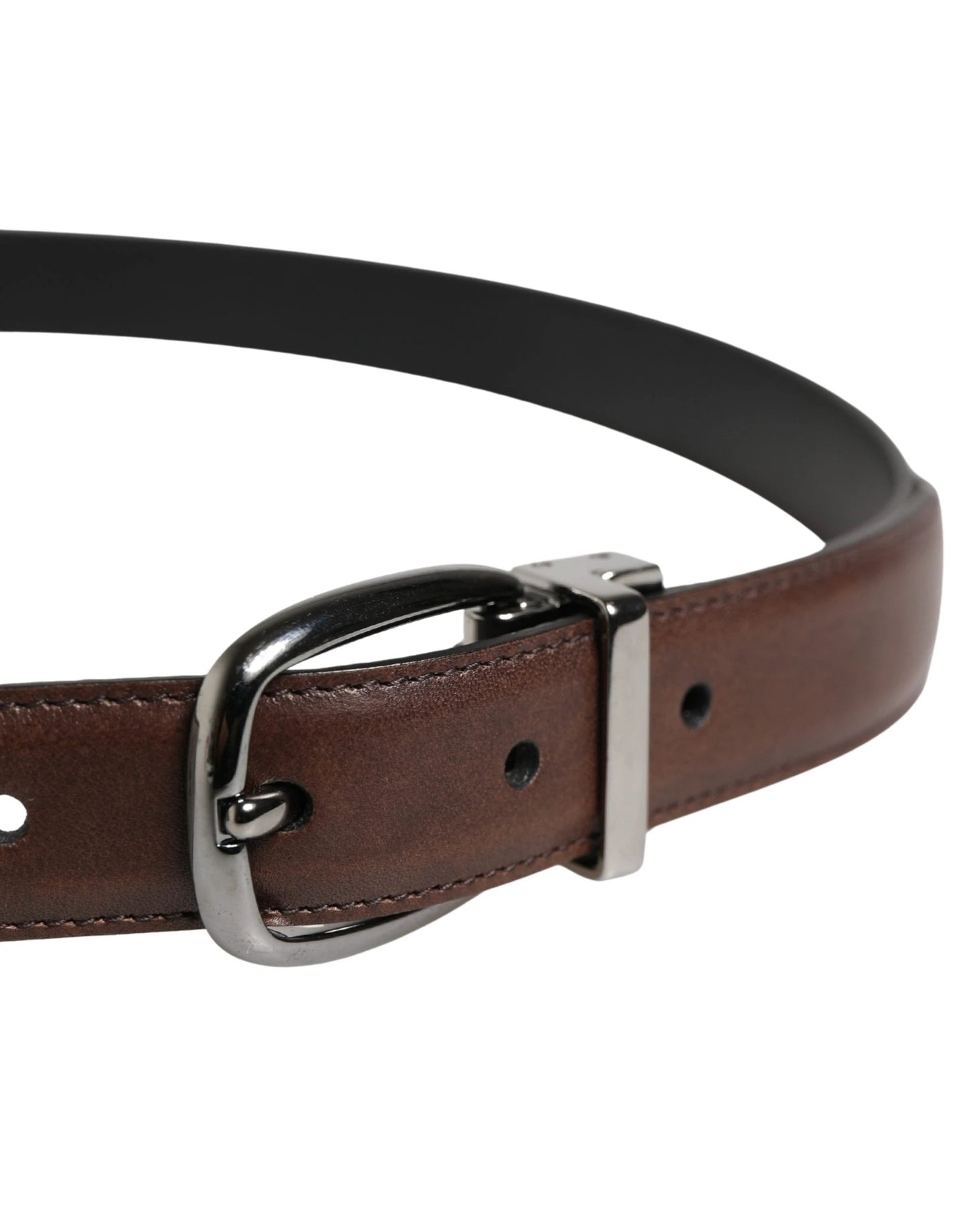 Dolce & Gabbana Men Brown Classic Leather Metal Buckle Belt by Dolce & Gabbana