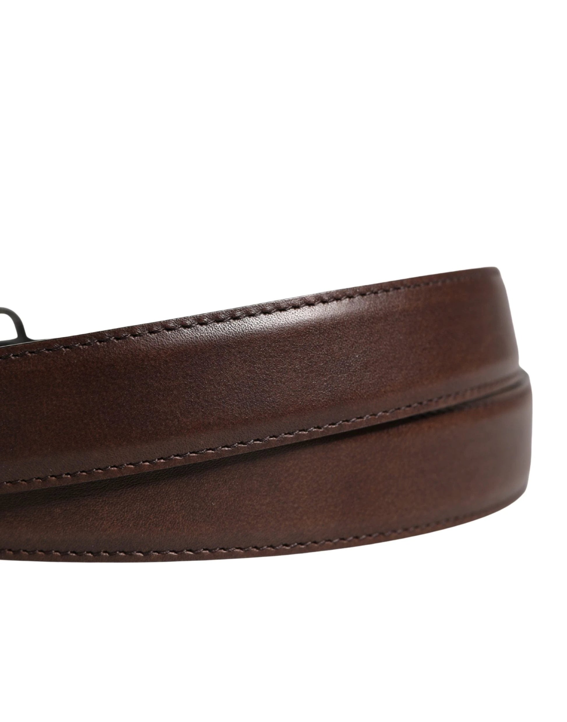 Dolce & Gabbana Men Brown Classic Leather Metal Buckle Belt by Dolce & Gabbana