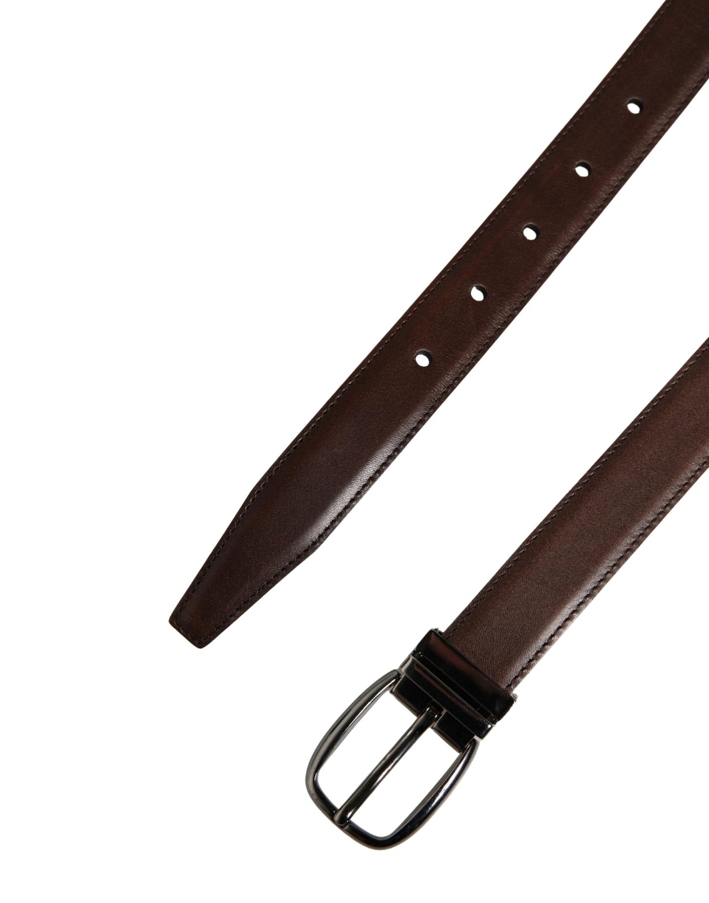 Dolce & Gabbana Men Brown Classic Leather Metal Buckle Belt by Dolce & Gabbana