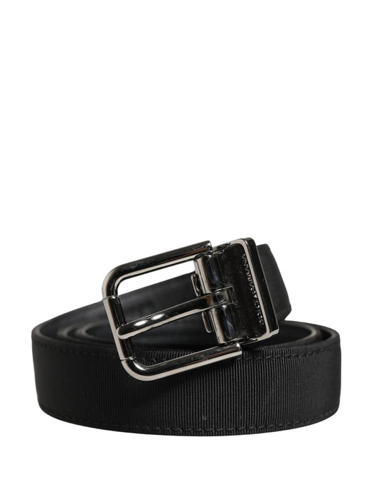 Dolce & Gabbana Men Black Viscose Leather Metal Buckle Belt by Dolce & Gabbana