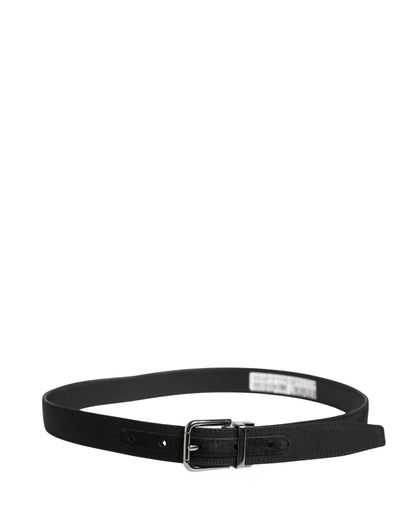 Dolce & Gabbana Men Black Viscose Leather Metal Buckle Belt by Dolce & Gabbana