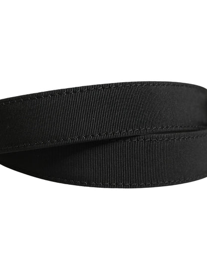 Dolce & Gabbana Men Black Viscose Leather Metal Buckle Belt by Dolce & Gabbana
