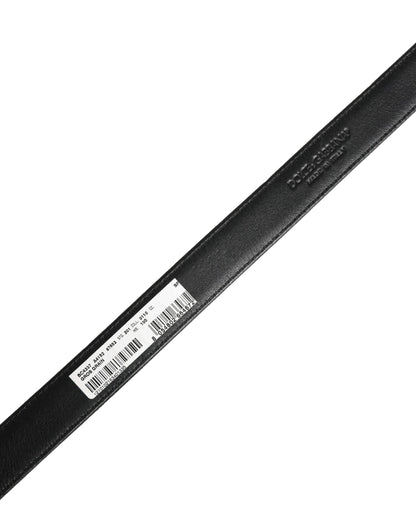 Dolce & Gabbana Men Black Viscose Leather Metal Buckle Belt by Dolce & Gabbana