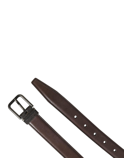 Dolce & Gabbana Men Brown Classic Leather Metal Buckle Belt by Dolce & Gabbana