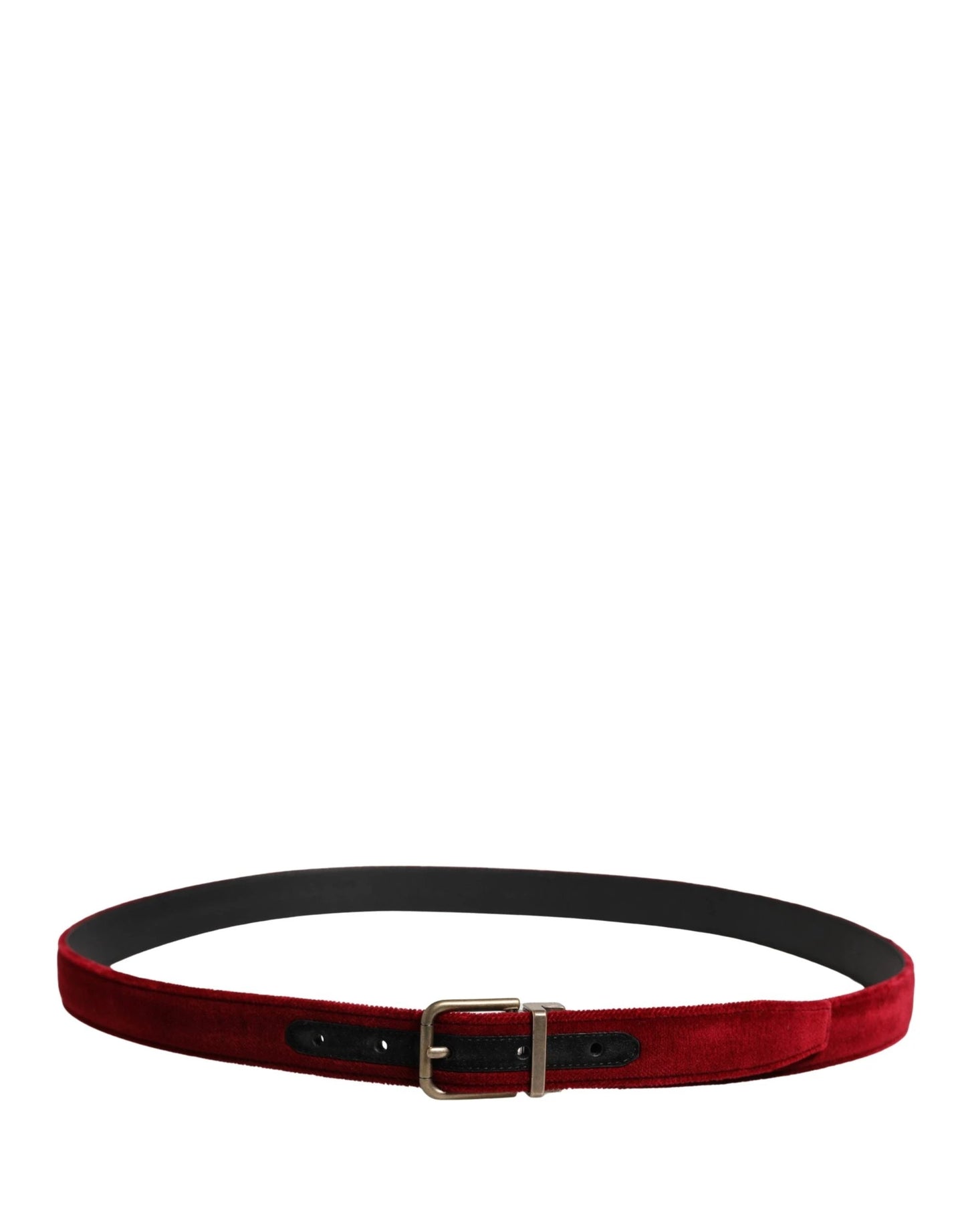 Dolce & Gabbana Men Burgundy Velvet Cotton Metal Buckle Belt by Dolce & Gabbana