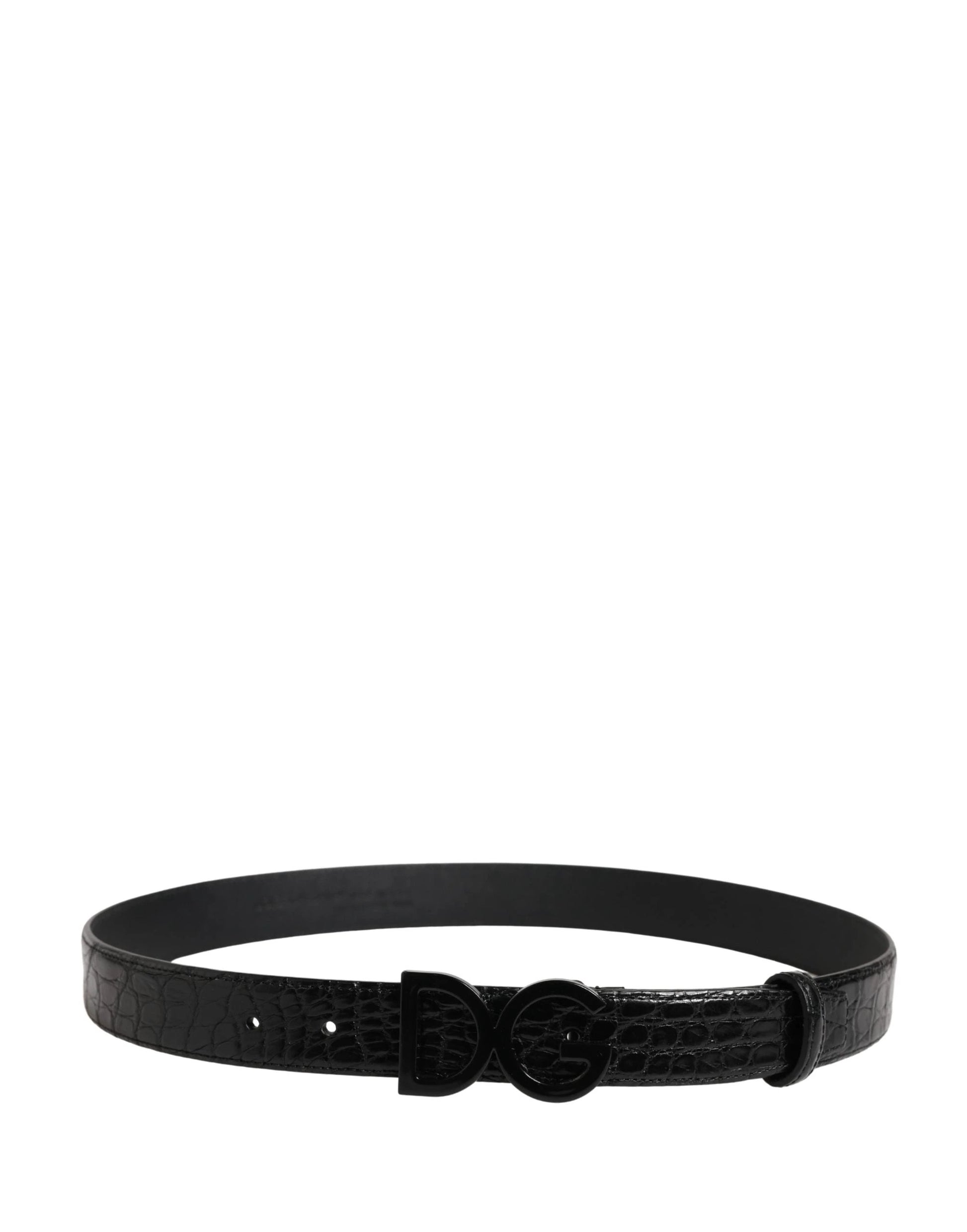 Dolce & Gabbana Men Black Exotic Leather Logo Buckle Belt by Dolce & Gabbana