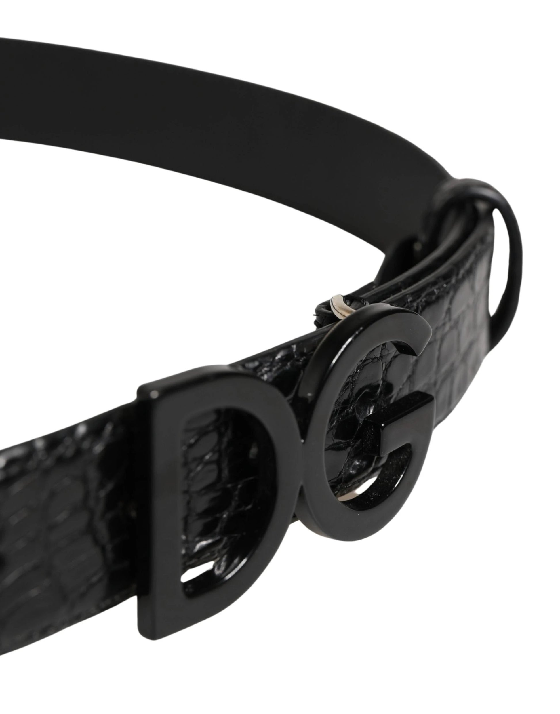 Dolce & Gabbana Men Black Exotic Leather Logo Buckle Belt by Dolce & Gabbana
