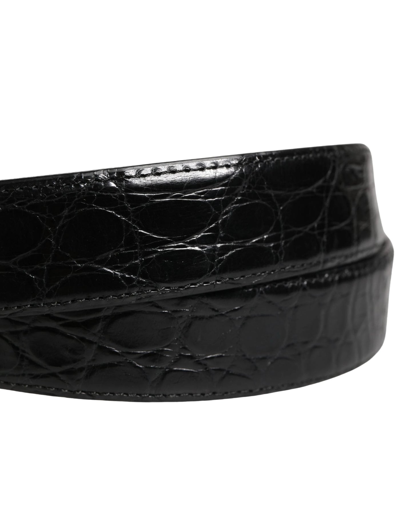 Dolce & Gabbana Men Black Exotic Leather Logo Buckle Belt by Dolce & Gabbana