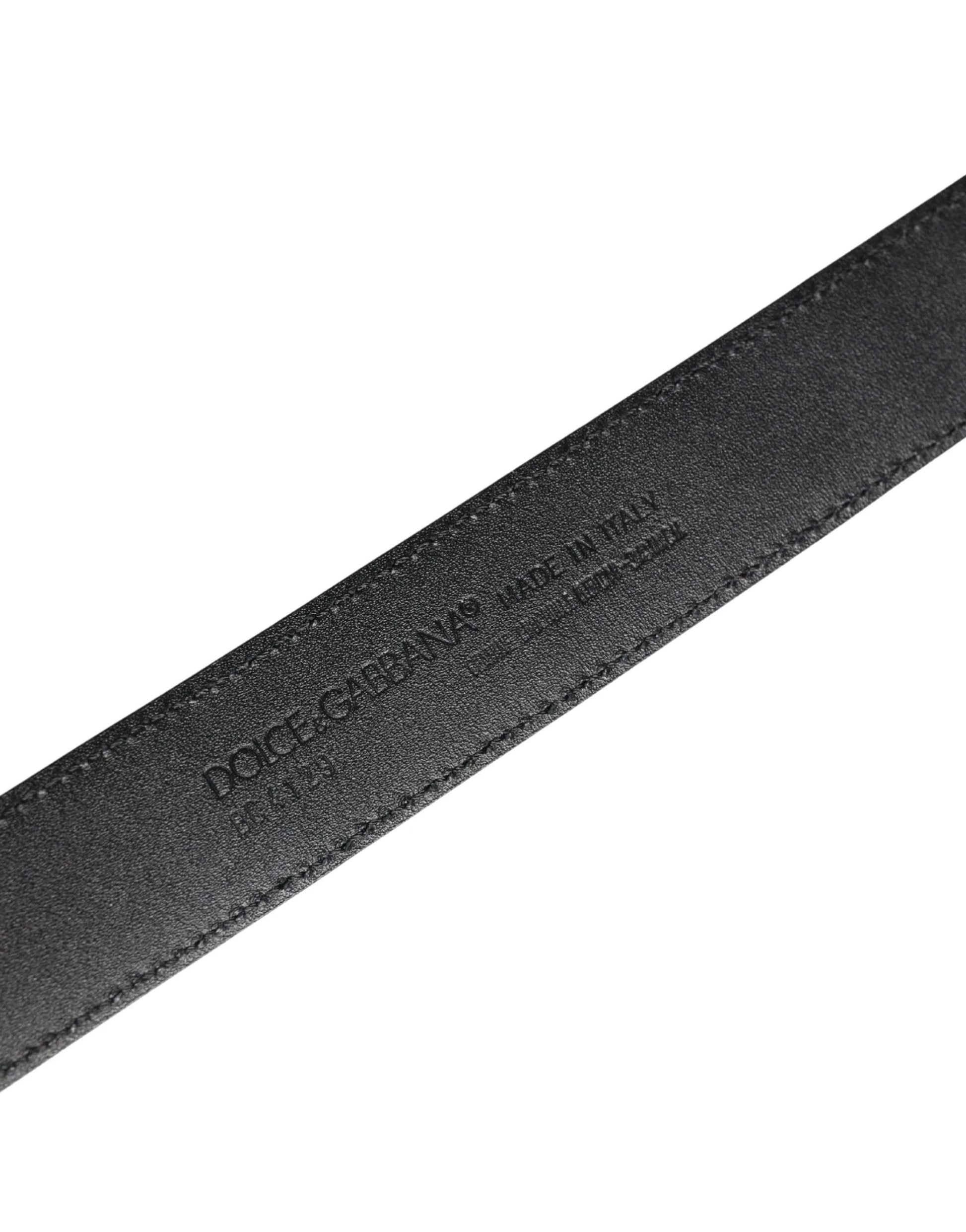 Dolce & Gabbana Men Black Exotic Leather Logo Buckle Belt by Dolce & Gabbana