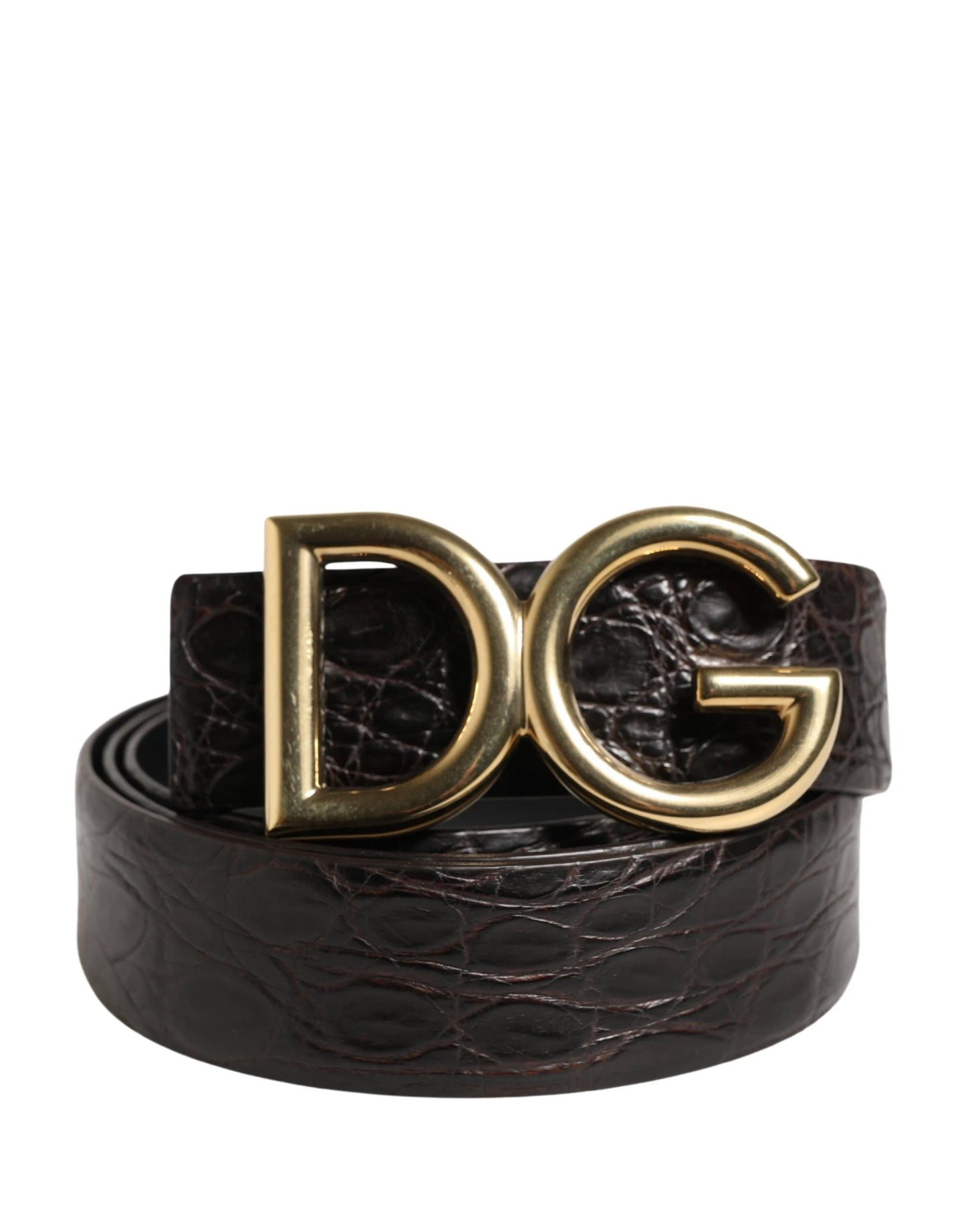 Dolce & Gabbana Men Black Exotic Leather Logo Buckle Belt by Dolce & Gabbana