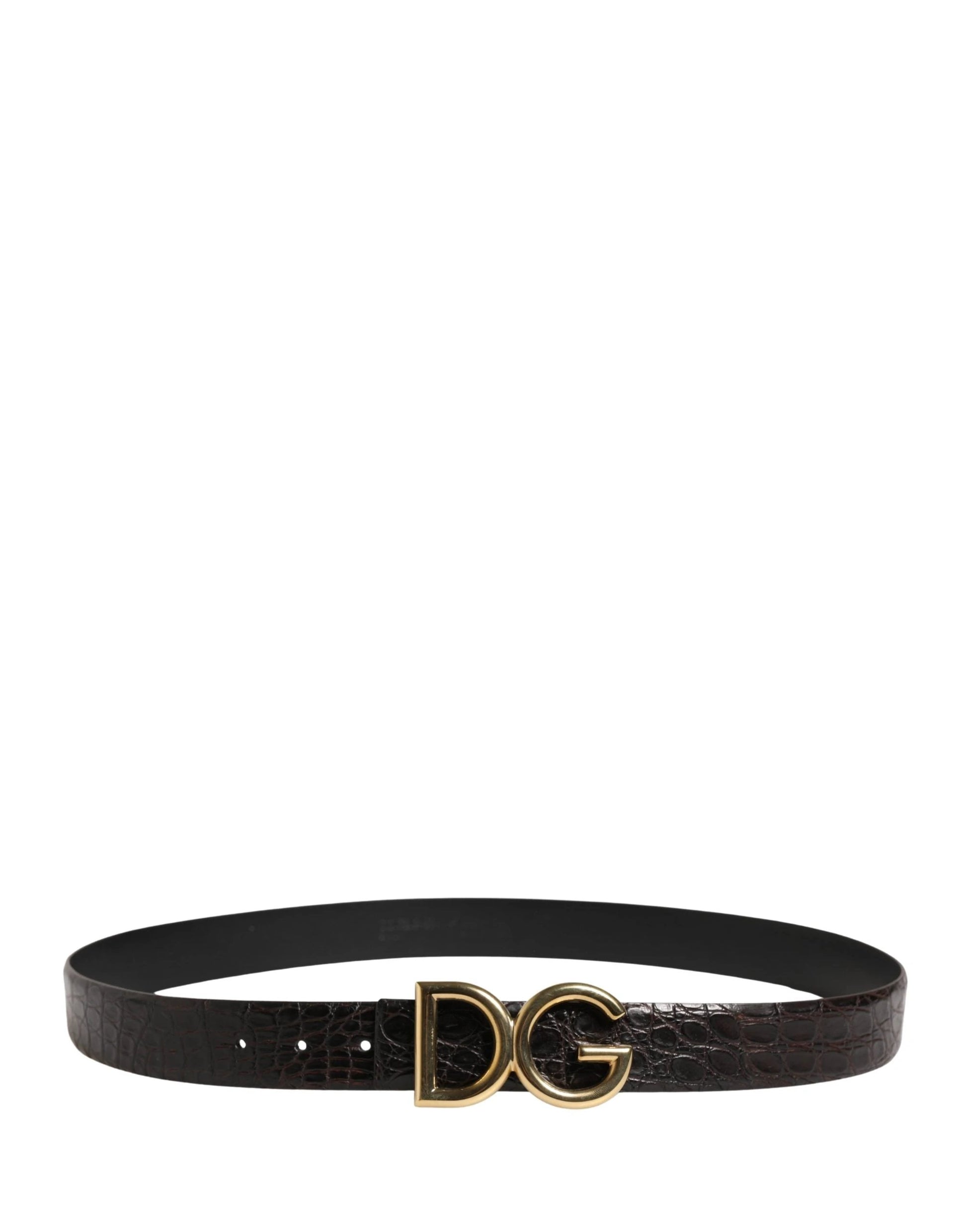Dolce & Gabbana Men Black Exotic Leather Logo Buckle Belt by Dolce & Gabbana