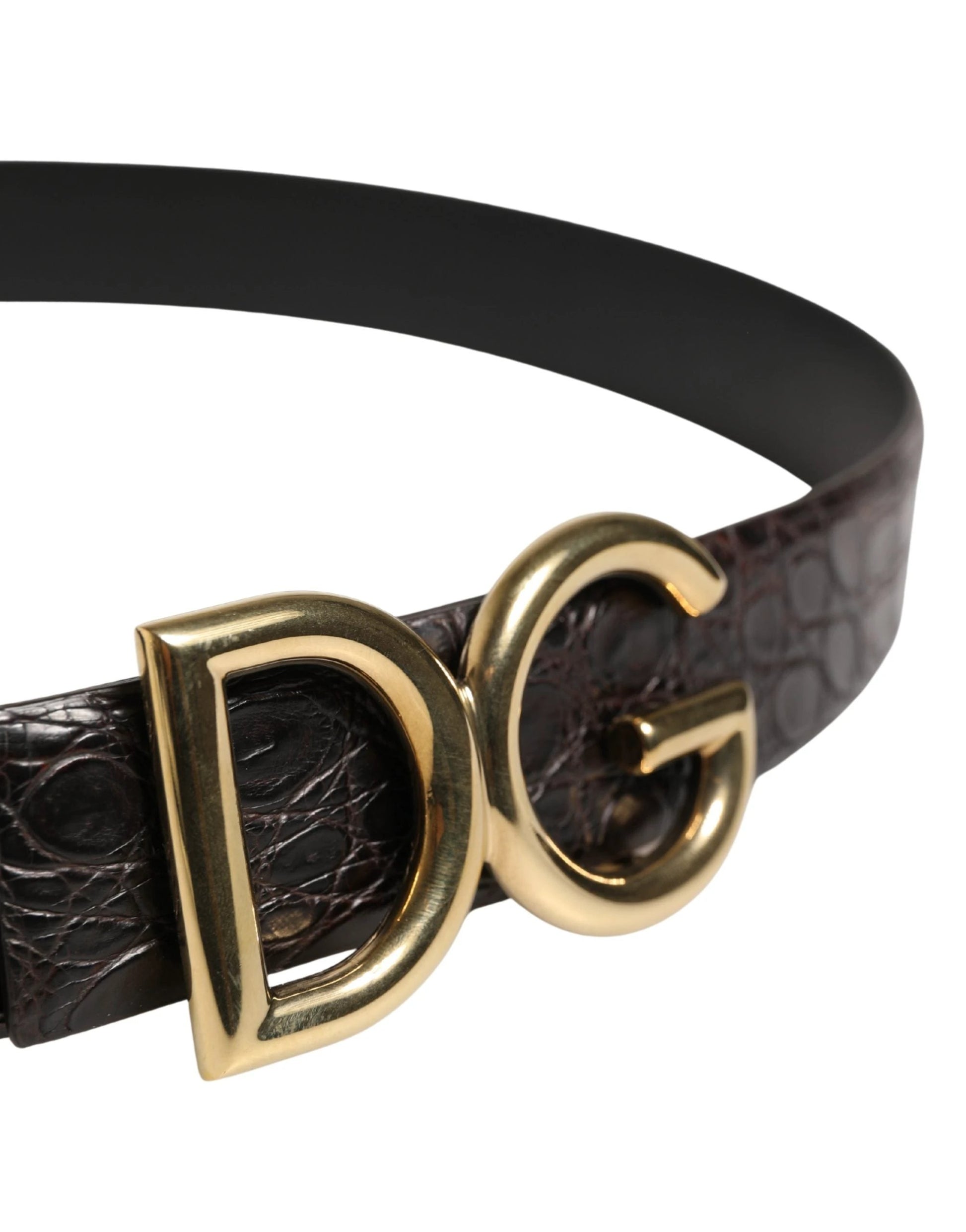 Dolce & Gabbana Men Black Exotic Leather Logo Buckle Belt by Dolce & Gabbana